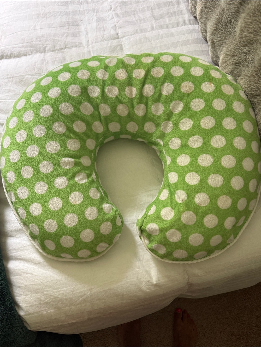 Boppy Green and White Polka Dot Nursing Pillow